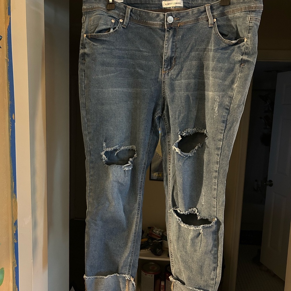 Distressed Blue Jeans